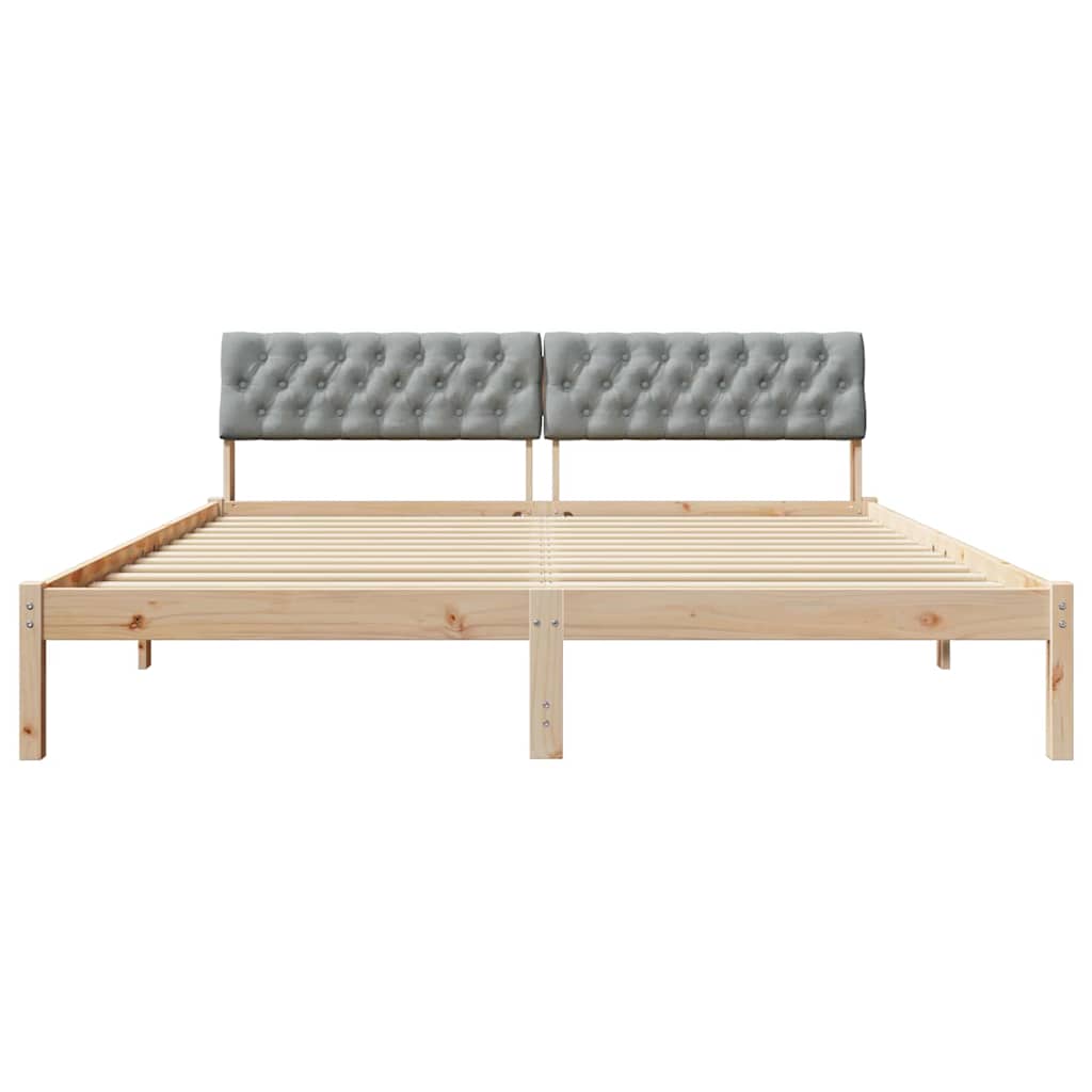 Bed frame Brown and light grey 180 x 200 cm Solid pine wood