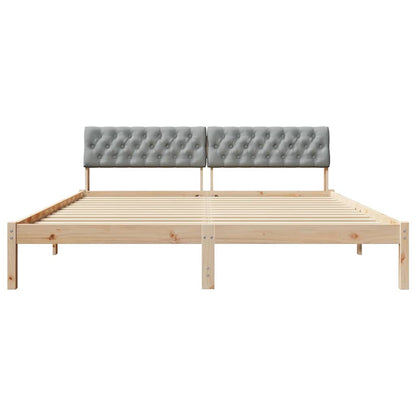 Bed frame Brown and light grey 180 x 200 cm Solid pine wood