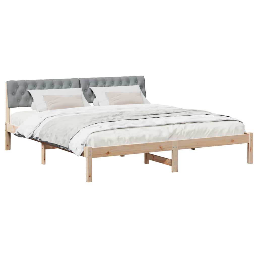 Bed frame Brown and light grey 180 x 200 cm Solid pine wood