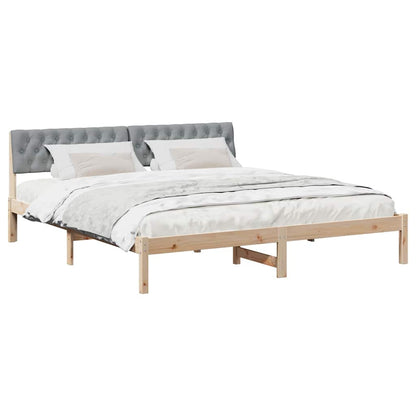 Bed frame Brown and light grey 180 x 200 cm Solid pine wood
