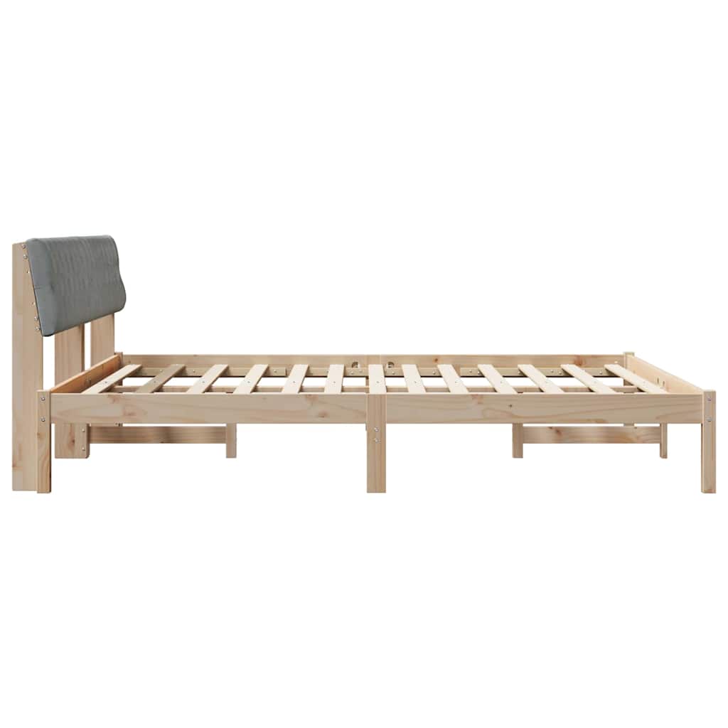 Bed frame Brown and light grey 180 x 200 cm Solid pine wood