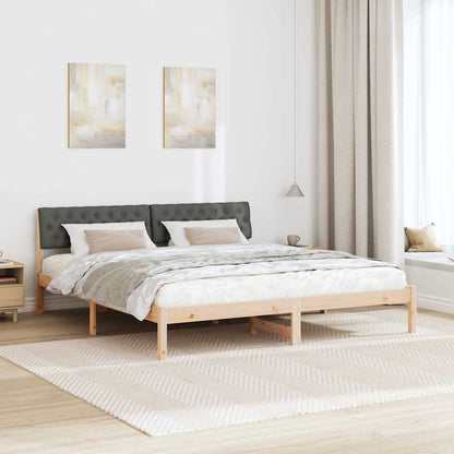 Bed frame Brown and dark grey 180 x 200 cm Solid pine wood