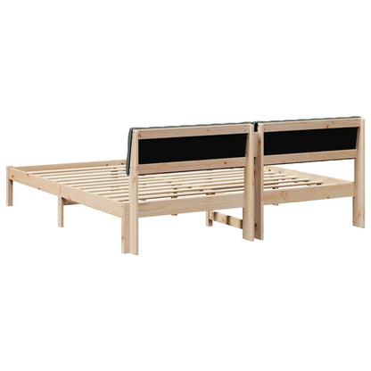 Bed frame Brown and dark grey 180 x 200 cm Solid pine wood