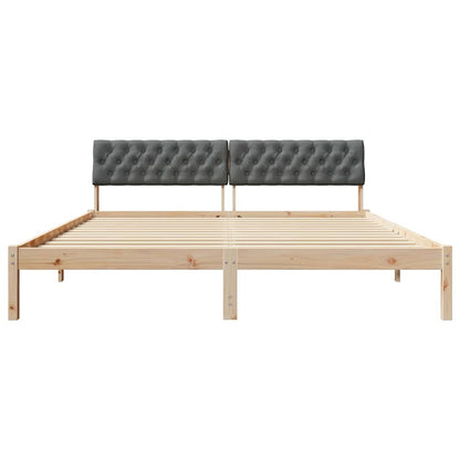 Bed frame Brown and dark grey 180 x 200 cm Solid pine wood