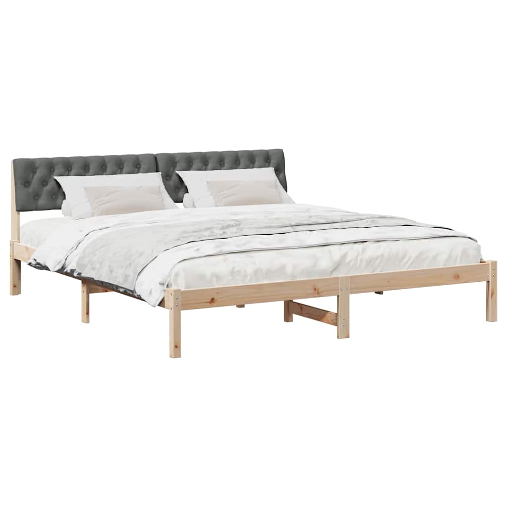 Bed frame Brown and dark grey 180 x 200 cm Solid pine wood
