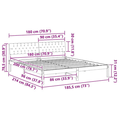 Bed frame Brown and dark grey 180 x 200 cm Solid pine wood