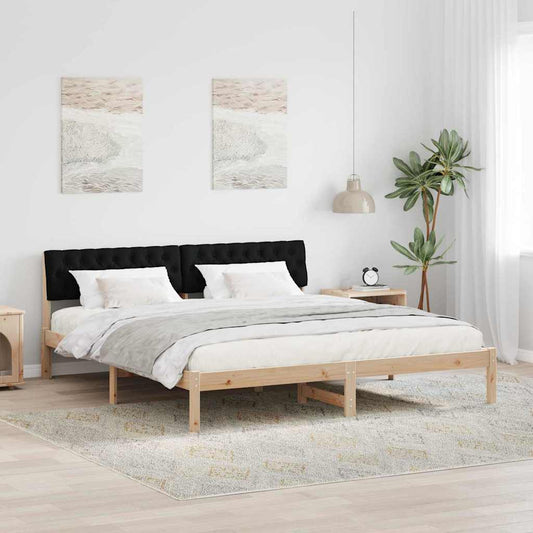 Bed frame Brown and black 180 x 200 cm Solid pine wood