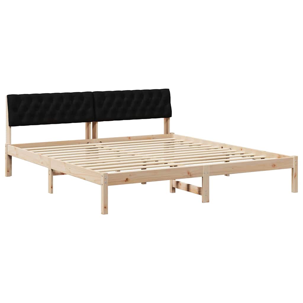 Bed frame Brown and black 180 x 200 cm Solid pine wood