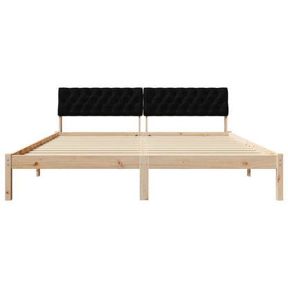 Bed frame Brown and black 180 x 200 cm Solid pine wood