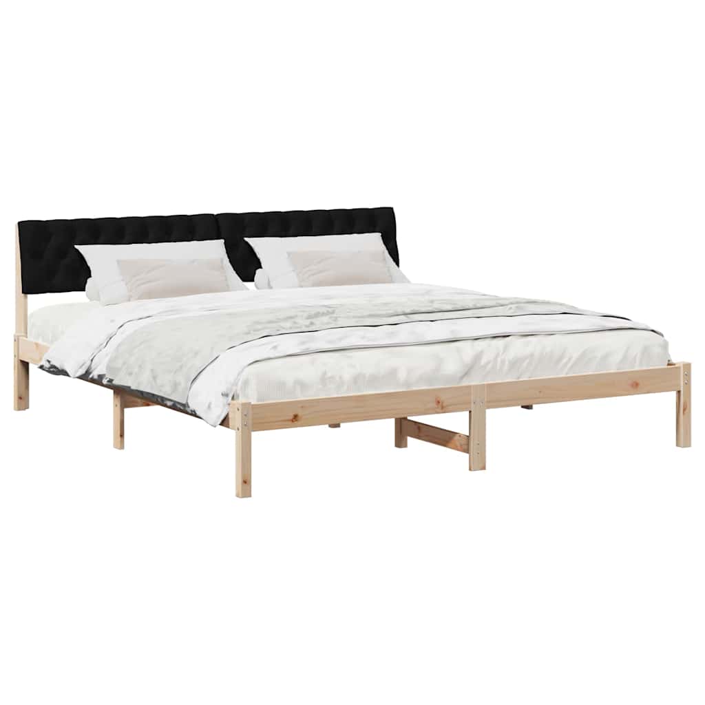 Bed frame Brown and black 180 x 200 cm Solid pine wood