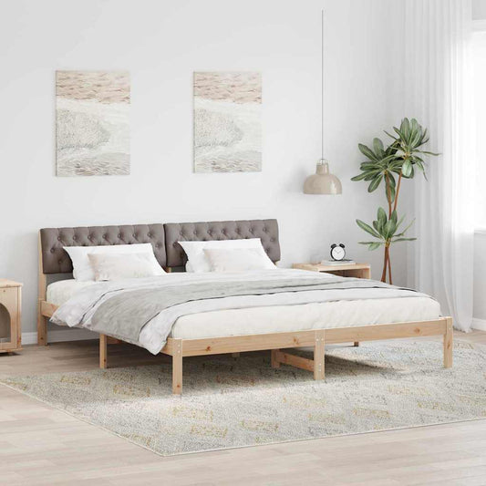 Bed frame Brown and taupe 180 x 200 cm Solid pine wood