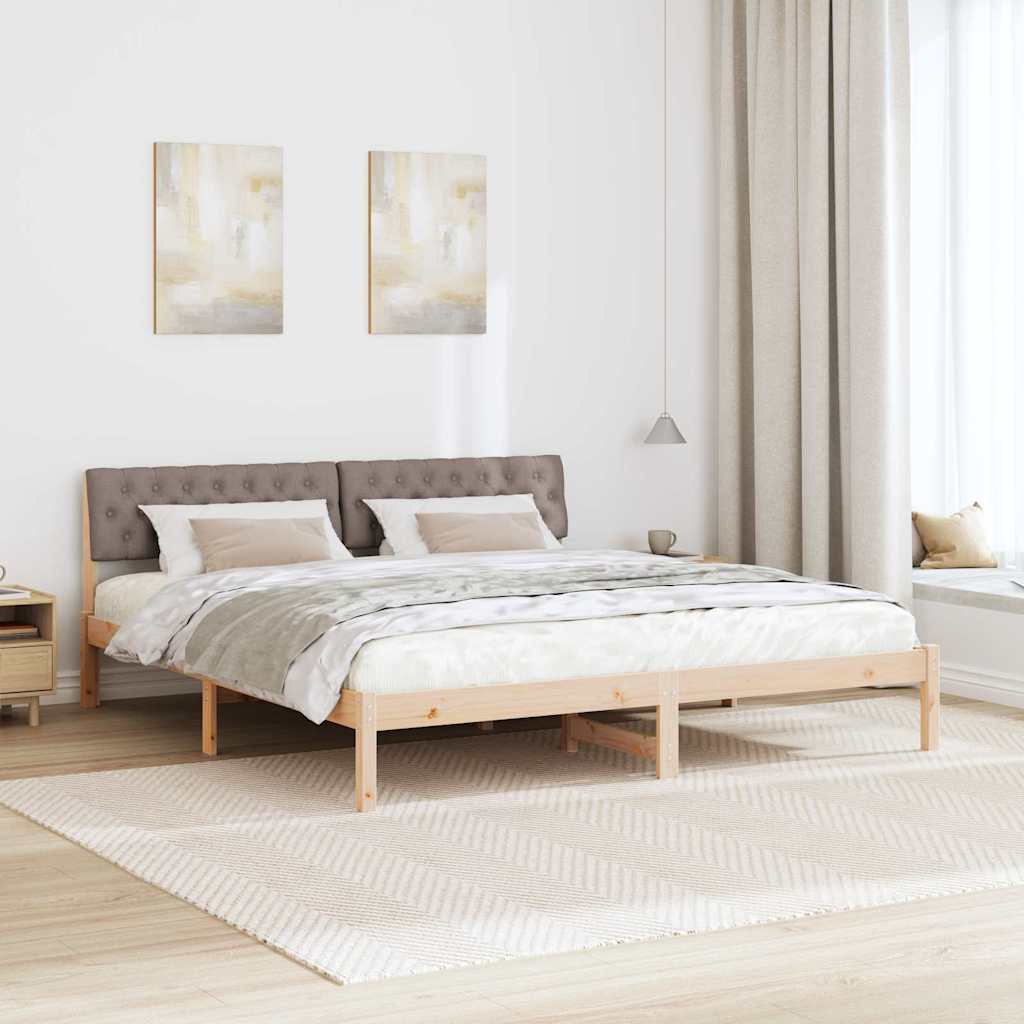 Bed frame Brown and taupe 180 x 200 cm Solid pine wood