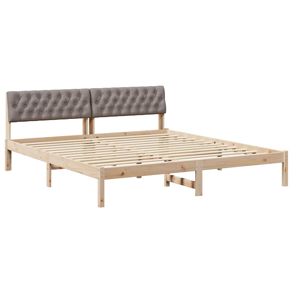 Bed frame Brown and taupe 180 x 200 cm Solid pine wood