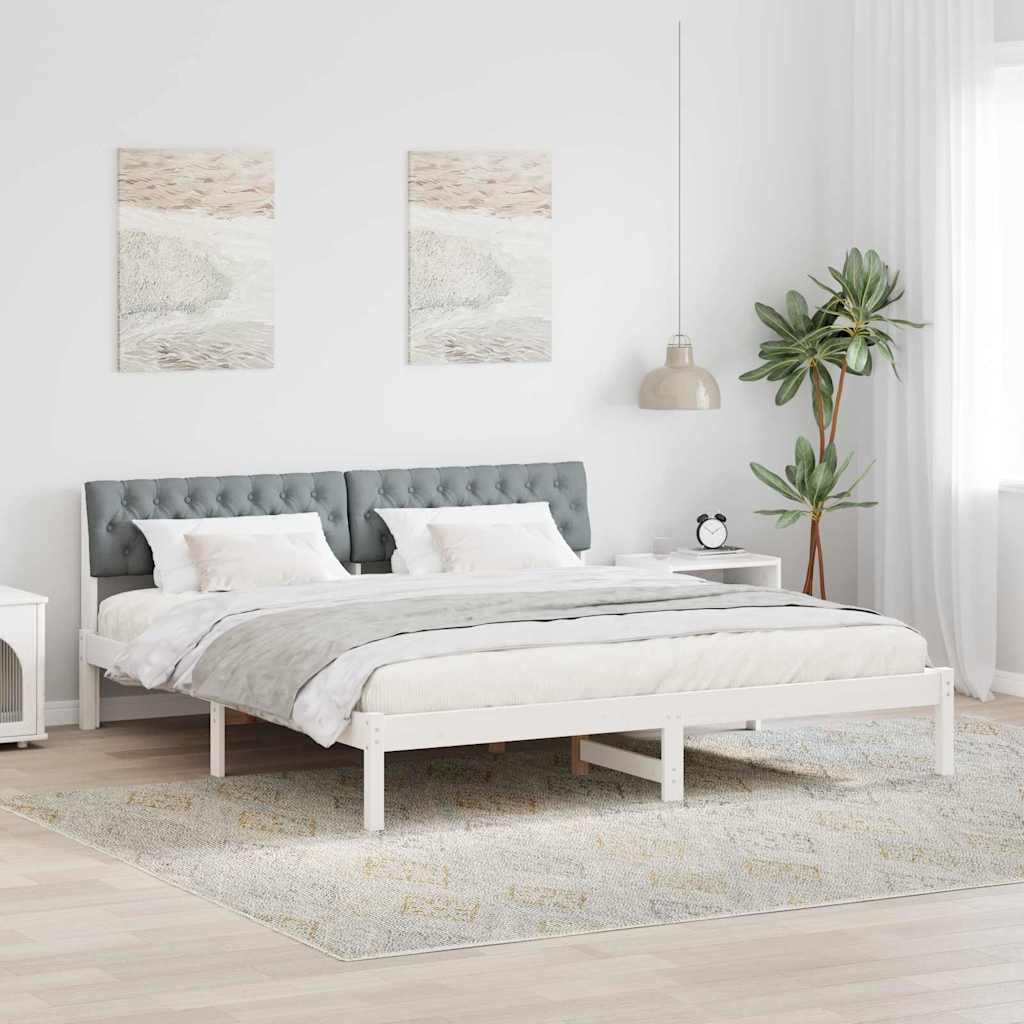 Bed frame White and light grey 180 x 200 cm Solid pine wood