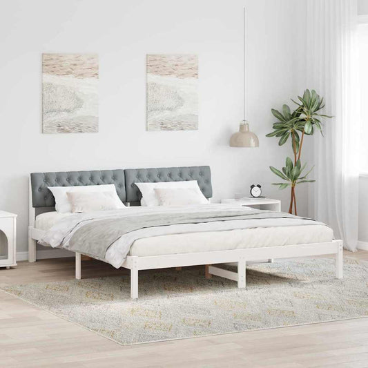 Bed frame White and light grey 180 x 200 cm Solid pine wood