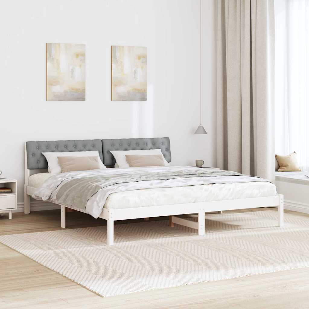 Bed frame White and light grey 180 x 200 cm Solid pine wood