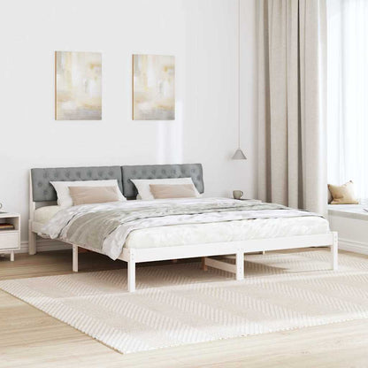 Bed frame White and light grey 180 x 200 cm Solid pine wood