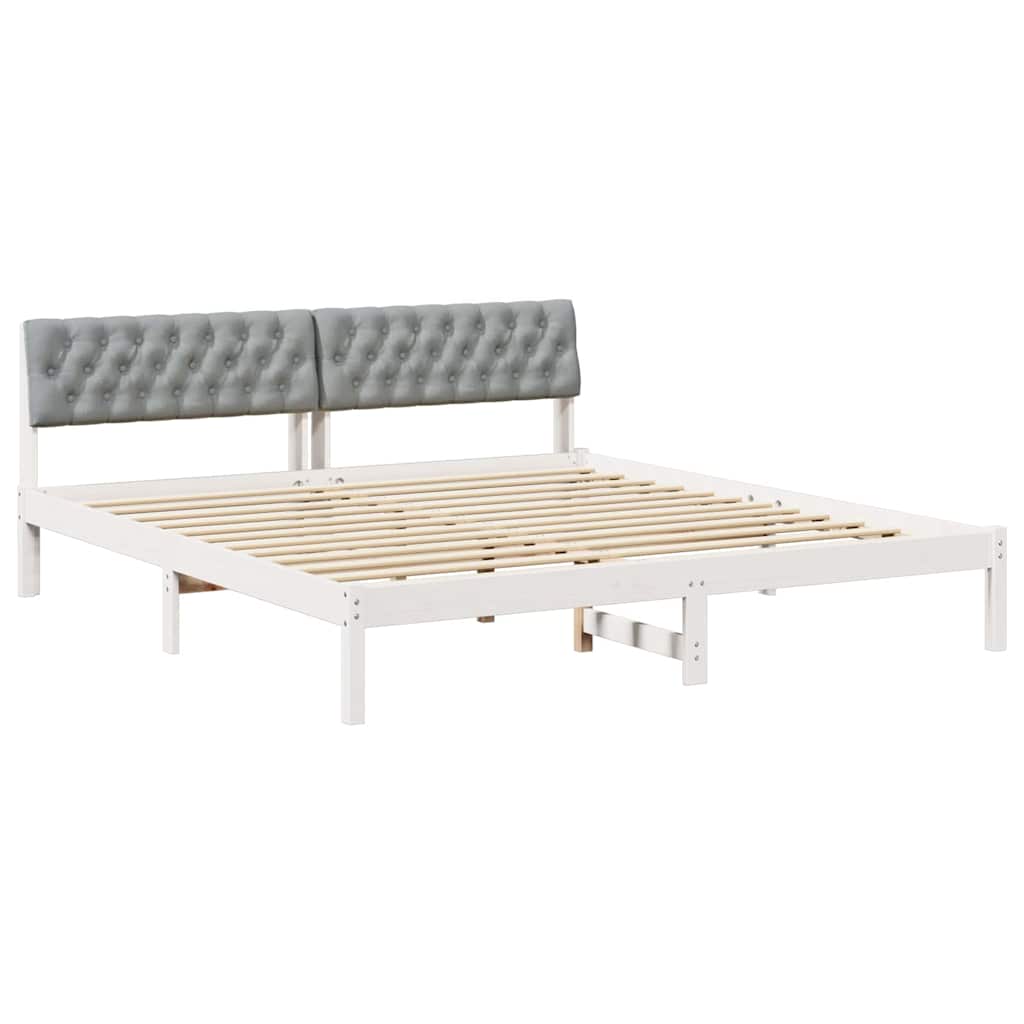 Bed frame White and light grey 180 x 200 cm Solid pine wood