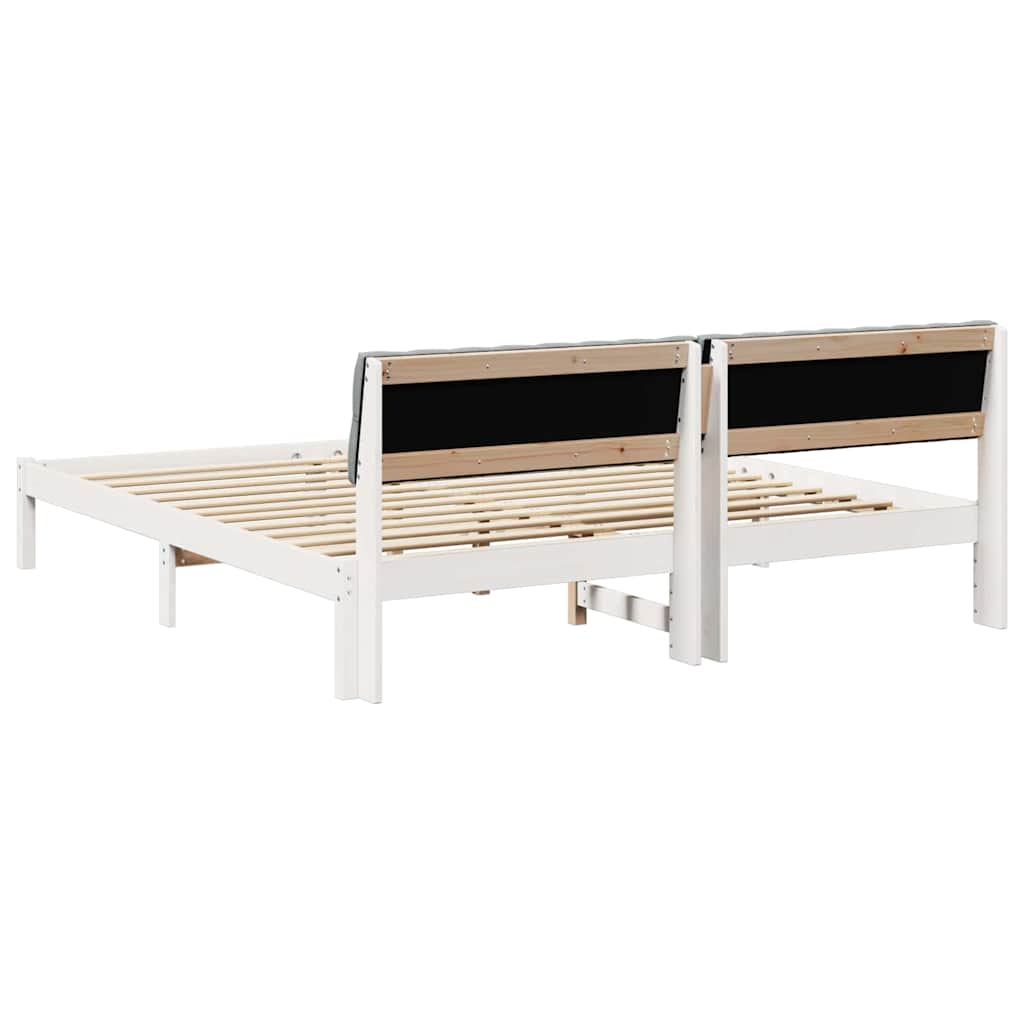 Bed frame White and light grey 180 x 200 cm Solid pine wood