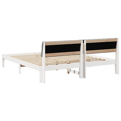 Bed frame White and light grey 180 x 200 cm Solid pine wood