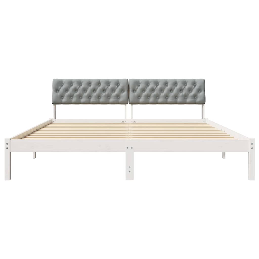 Bed frame White and light grey 180 x 200 cm Solid pine wood