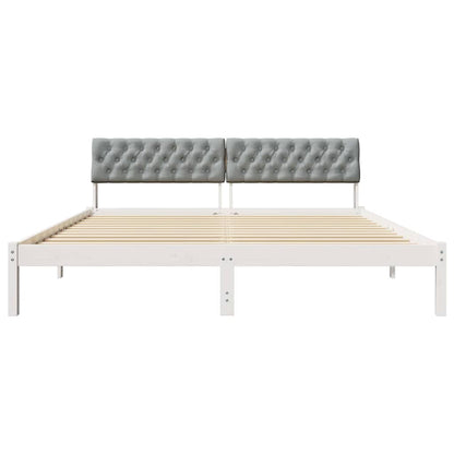 Bed frame White and light grey 180 x 200 cm Solid pine wood