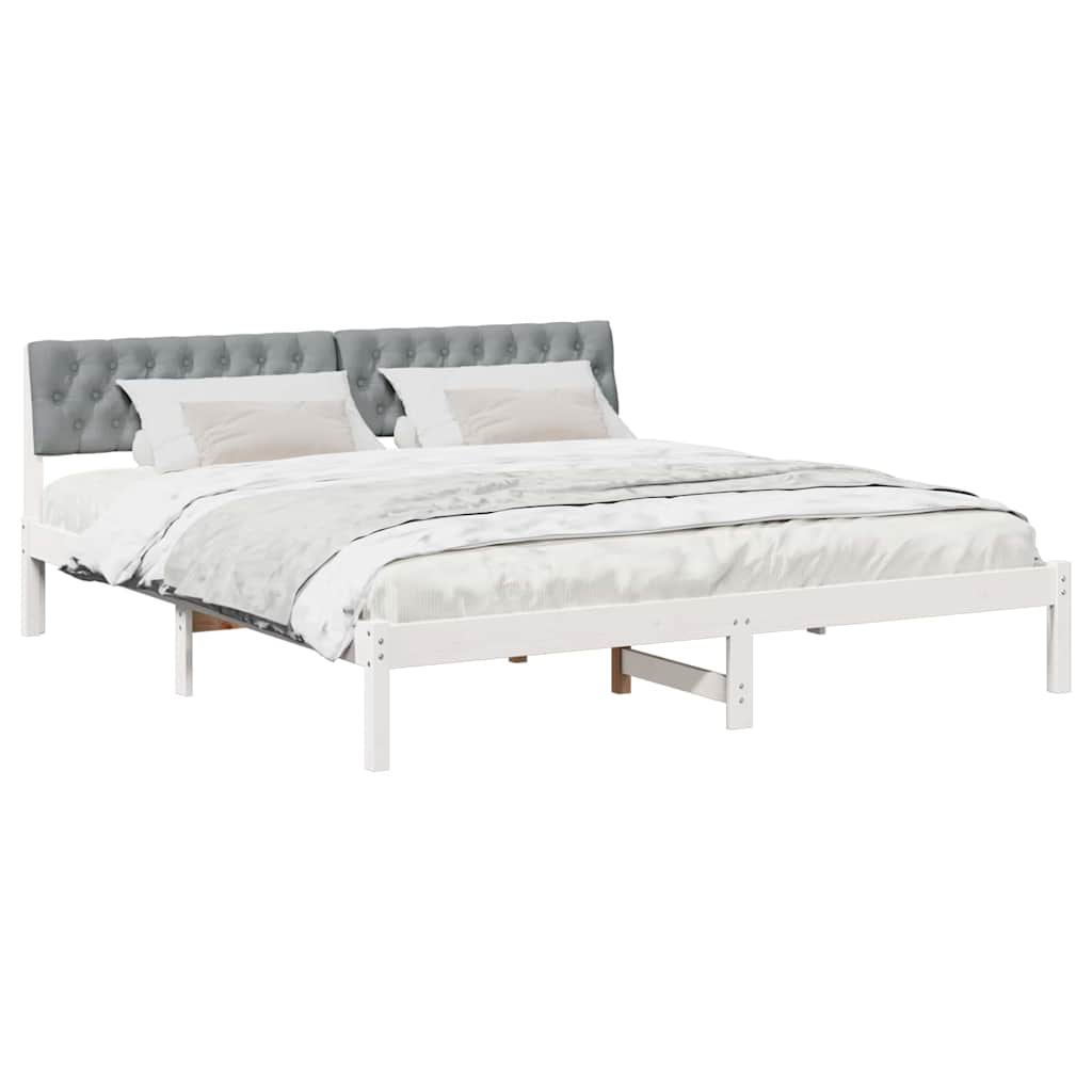 Bed frame White and light grey 180 x 200 cm Solid pine wood
