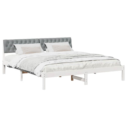 Bed frame White and light grey 180 x 200 cm Solid pine wood