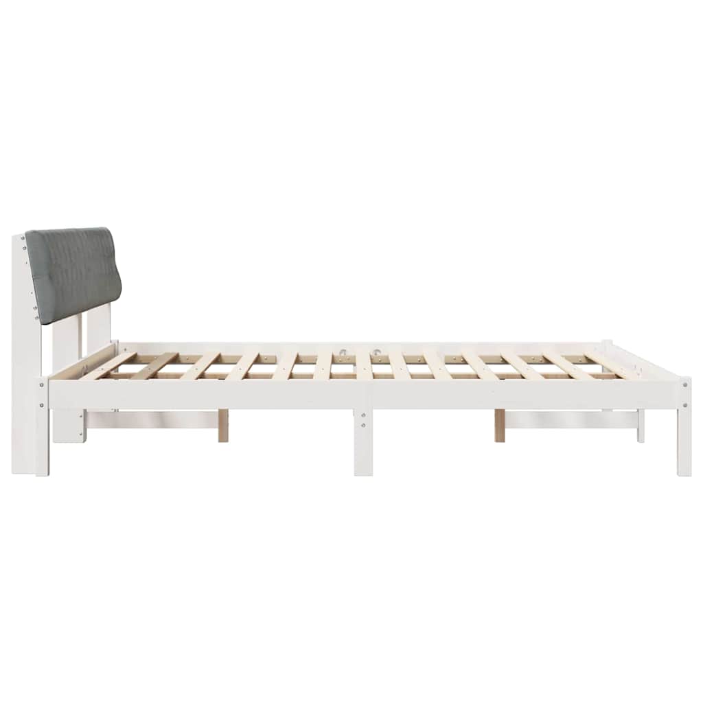 Bed frame White and light grey 180 x 200 cm Solid pine wood