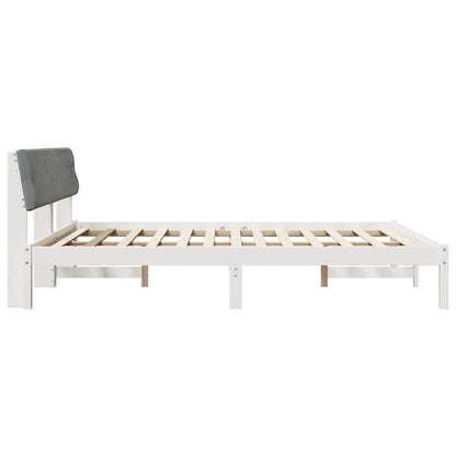 Bed frame White and light grey 180 x 200 cm Solid pine wood
