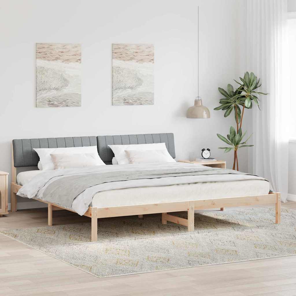 Bed frame Brown and light grey 200 x 200 cm Solid pine wood