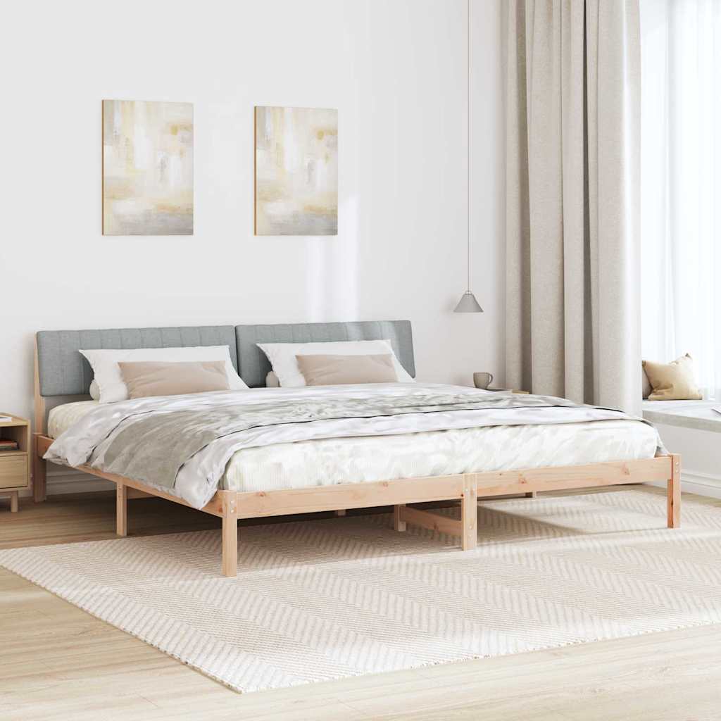 Bed frame Brown and light grey 200 x 200 cm Solid pine wood