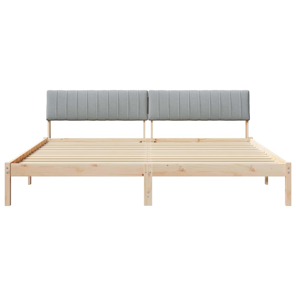 Bed frame Brown and light grey 200 x 200 cm Solid pine wood