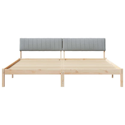 Bed frame Brown and light grey 200 x 200 cm Solid pine wood