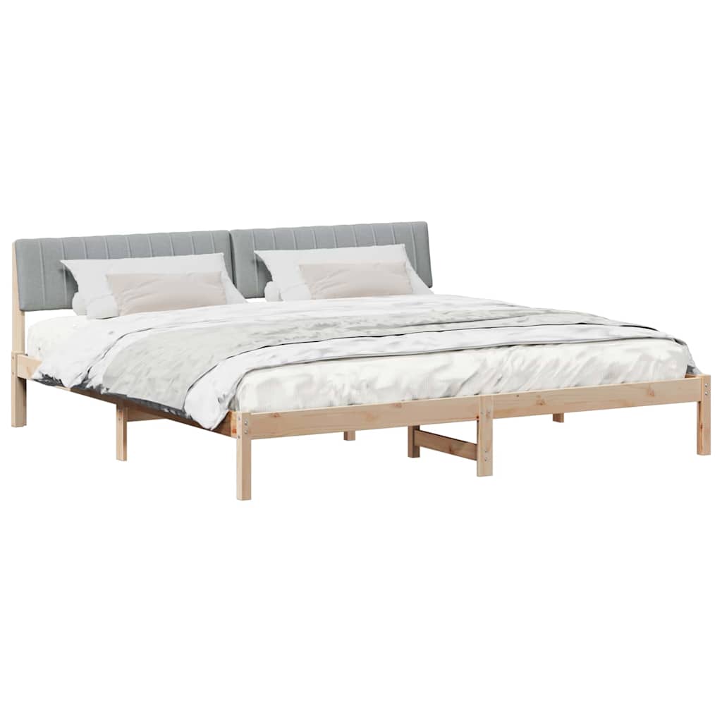 Bed frame Brown and light grey 200 x 200 cm Solid pine wood