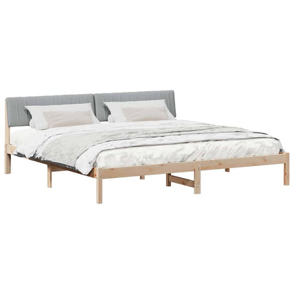 Bed frame Brown and light grey 200 x 200 cm Solid pine wood