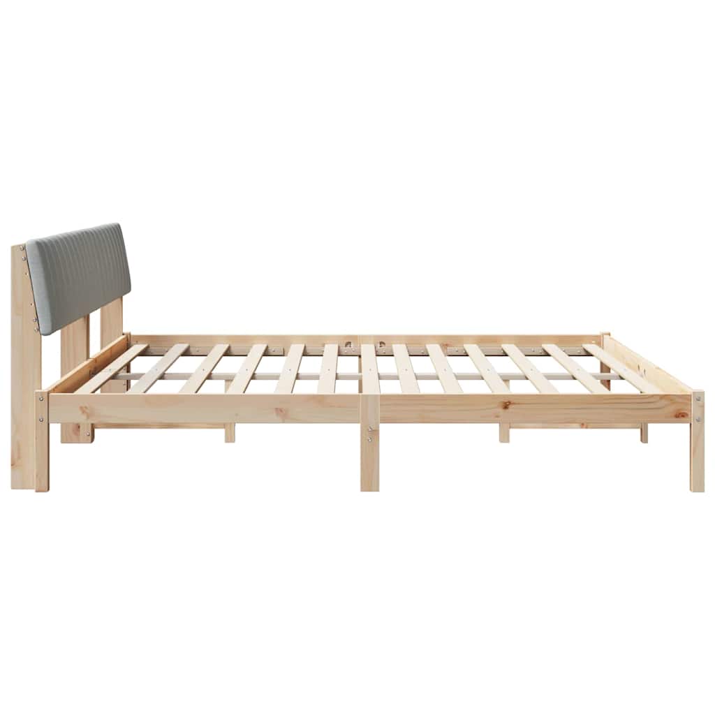Bed frame Brown and light grey 200 x 200 cm Solid pine wood