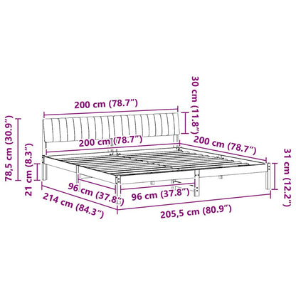 Bed frame Brown and light grey 200 x 200 cm Solid pine wood