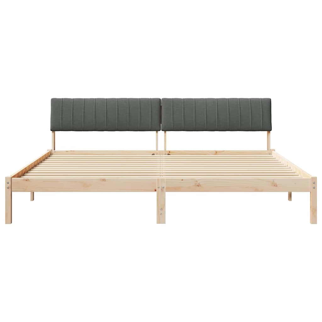 Bed frame Brown and dark grey 200 x 200 cm Solid pine wood