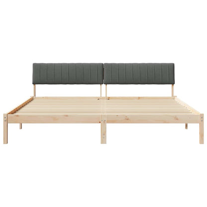 Bed frame Brown and dark grey 200 x 200 cm Solid pine wood