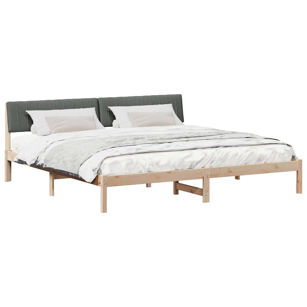 Bed frame Brown and dark grey 200 x 200 cm Solid pine wood