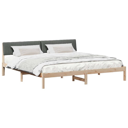 Bed frame Brown and dark grey 200 x 200 cm Solid pine wood