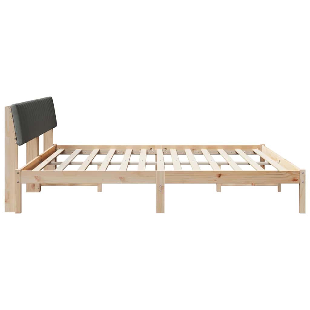 Bed frame Brown and dark grey 200 x 200 cm Solid pine wood