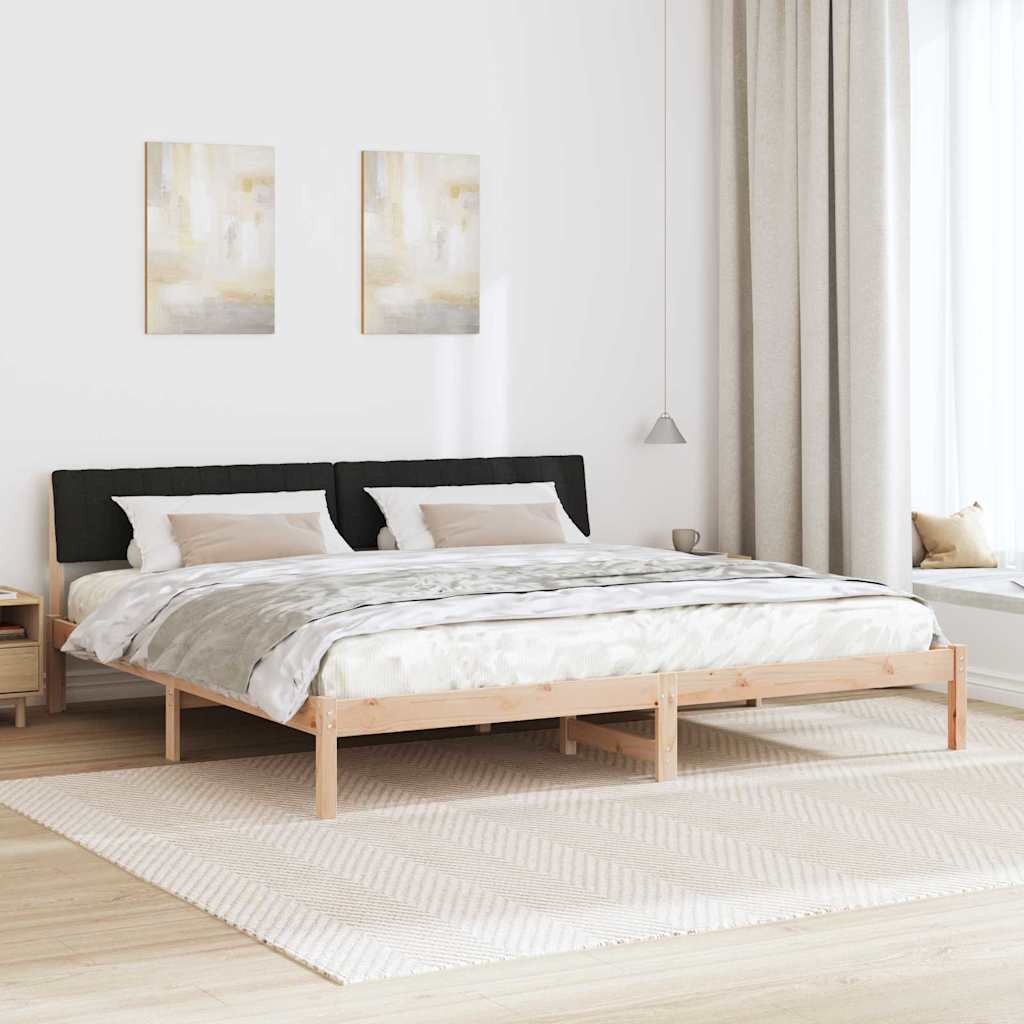 Bed frame Brown and black 200 x 200 cm Solid pine wood