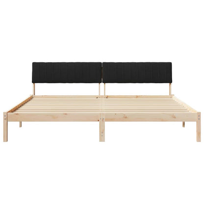 Bed frame Brown and black 200 x 200 cm Solid pine wood