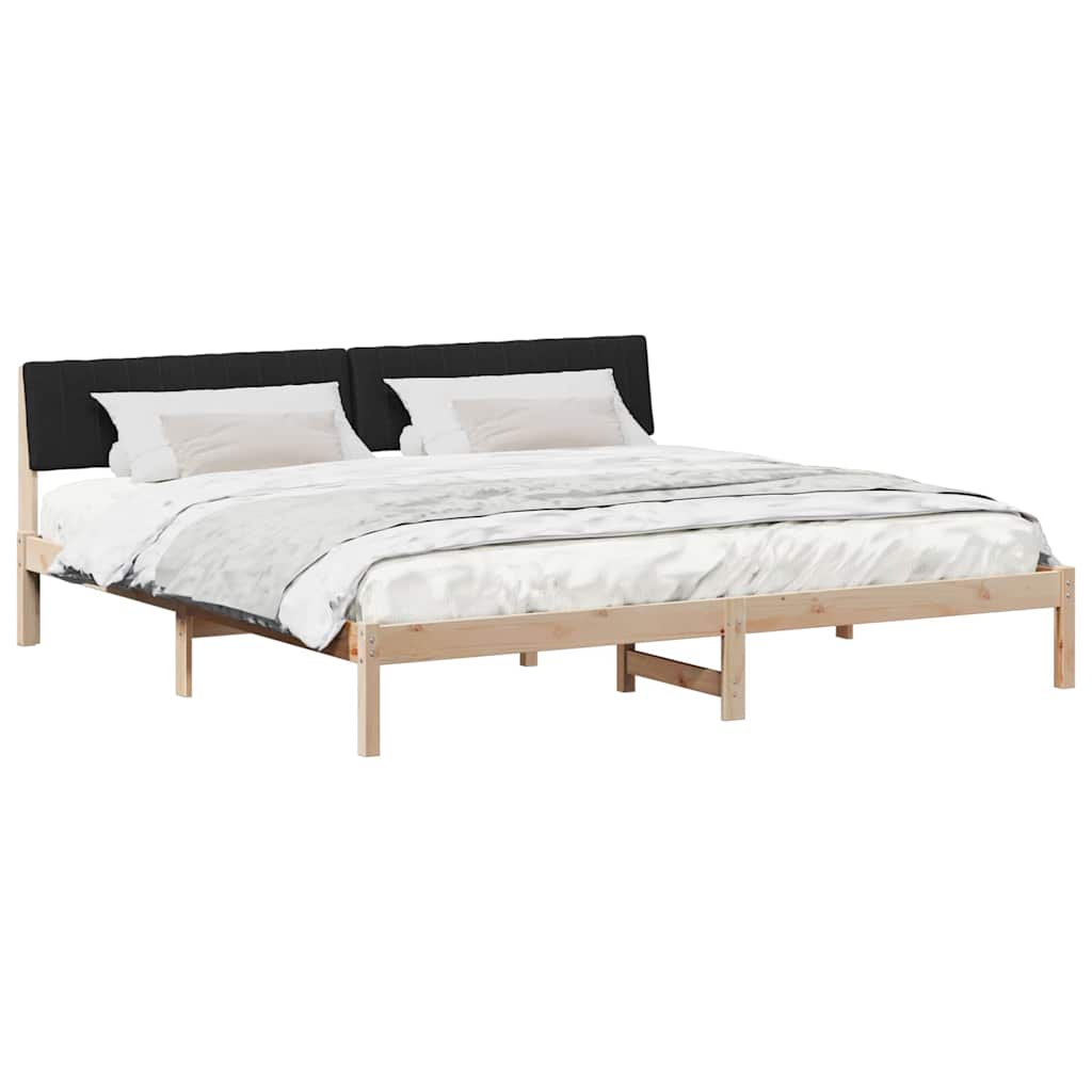 Bed frame Brown and black 200 x 200 cm Solid pine wood