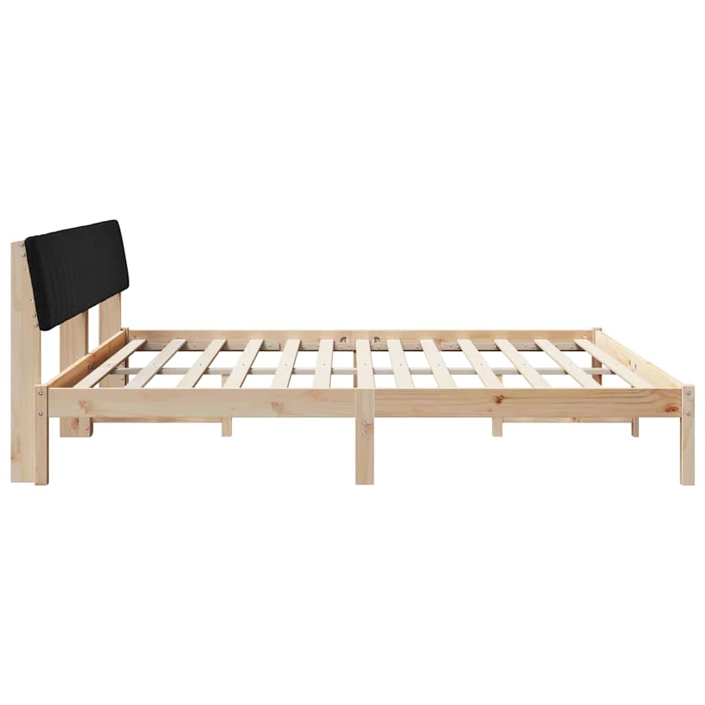 Bed frame Brown and black 200 x 200 cm Solid pine wood