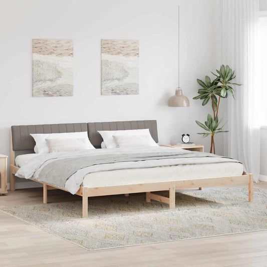 Bed frame Brown and taupe 200 x 200 cm Solid pine wood
