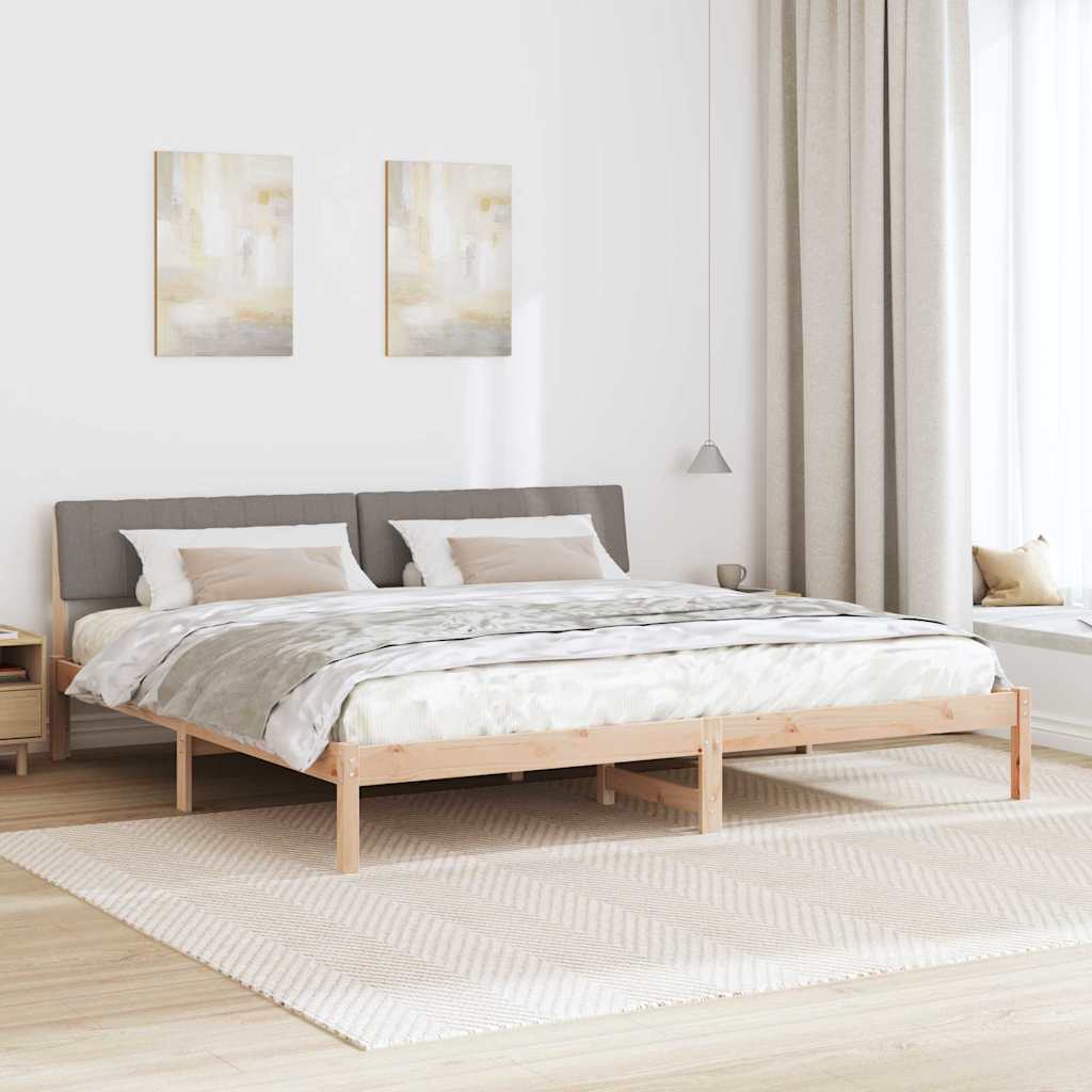 Bed frame Brown and taupe 200 x 200 cm Solid pine wood