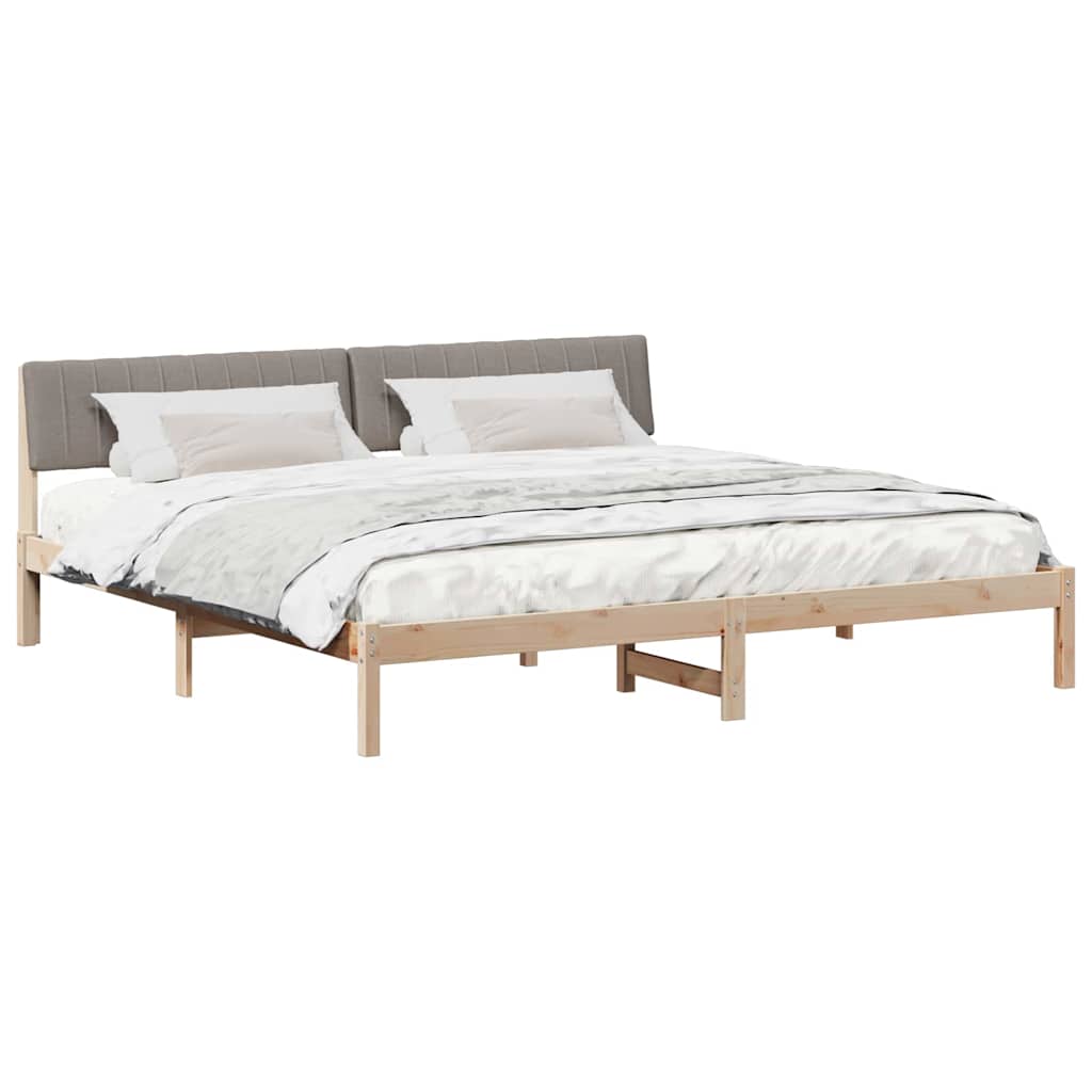 Bed frame Brown and taupe 200 x 200 cm Solid pine wood
